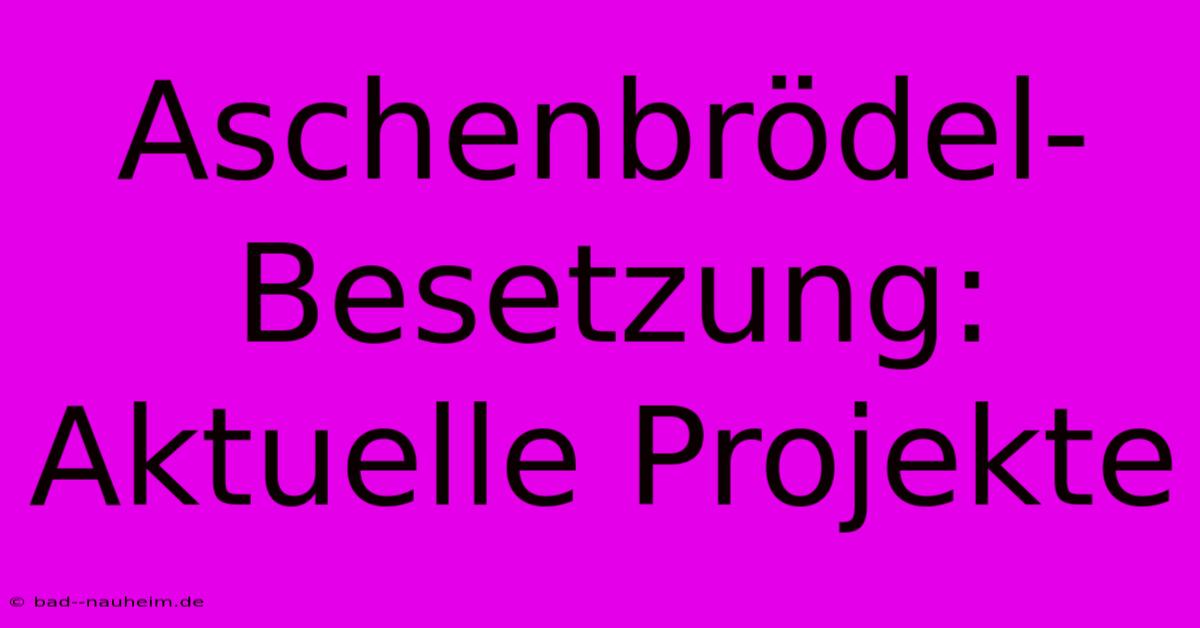 Aschenbrödel-Besetzung: Aktuelle Projekte