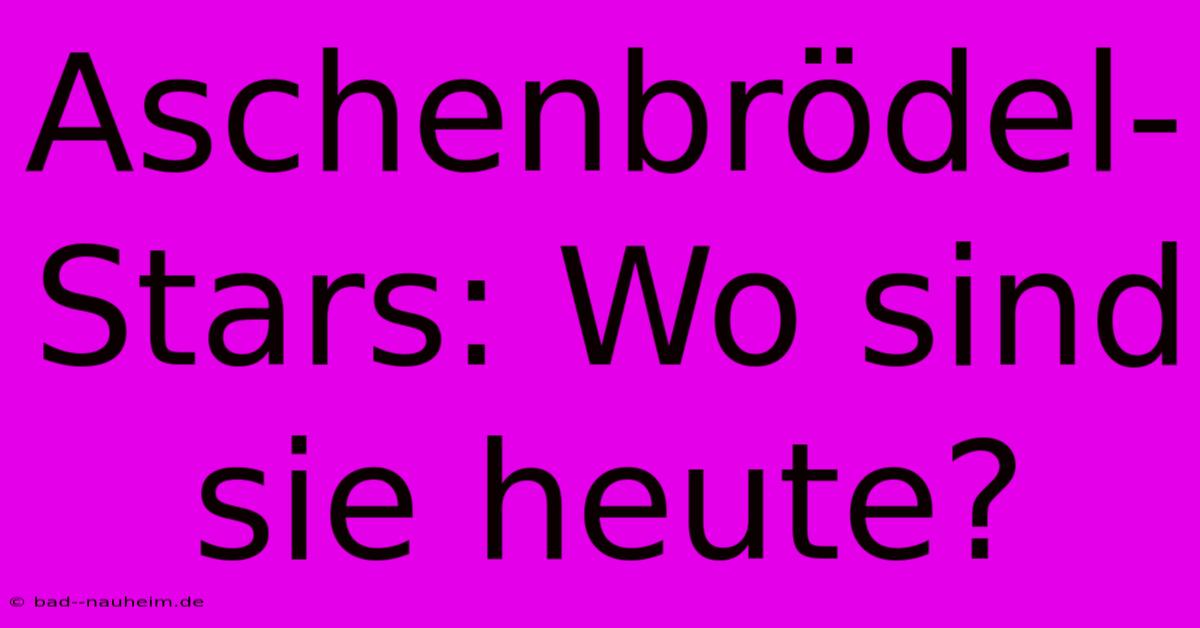 Aschenbrödel-Stars: Wo Sind Sie Heute?