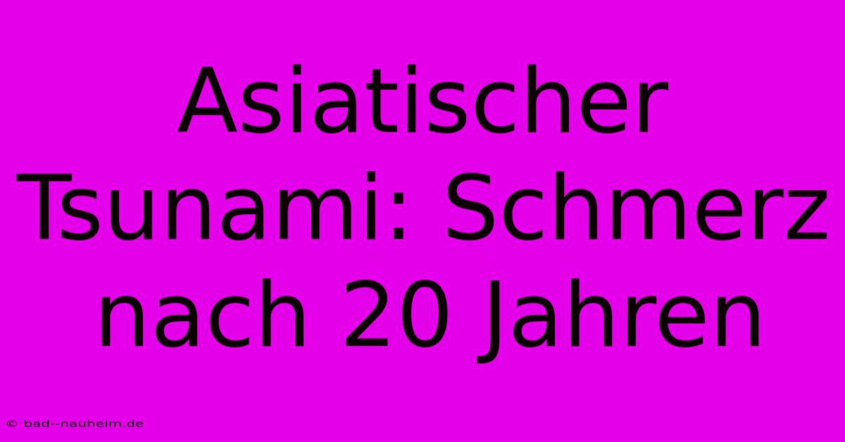 Asiatischer Tsunami: Schmerz Nach 20 Jahren