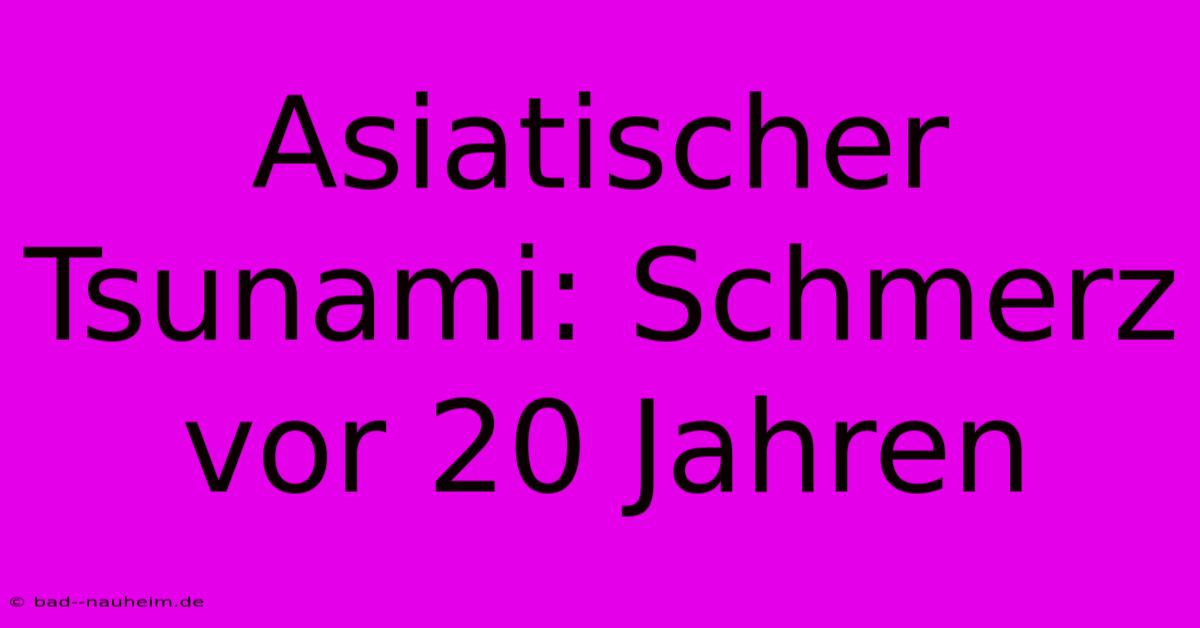 Asiatischer Tsunami: Schmerz Vor 20 Jahren