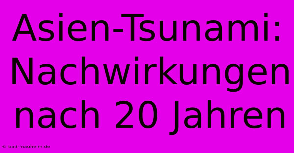 Asien-Tsunami:  Nachwirkungen Nach 20 Jahren