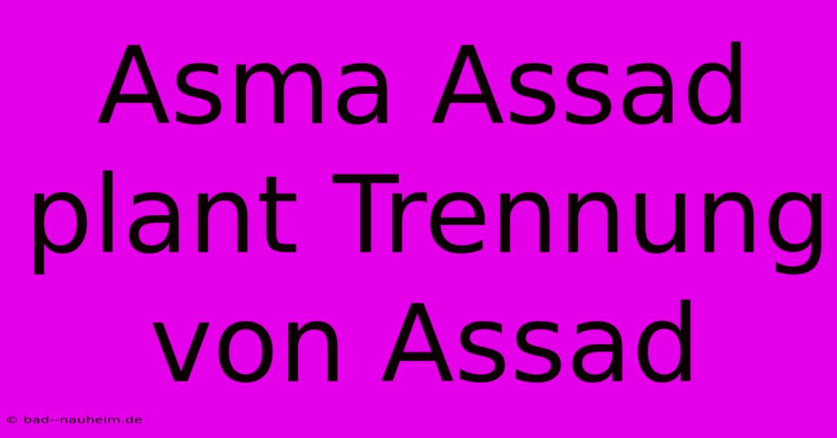 Asma Assad Plant Trennung Von Assad