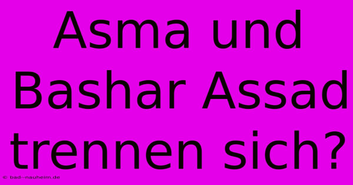 Asma Und Bashar Assad Trennen Sich?