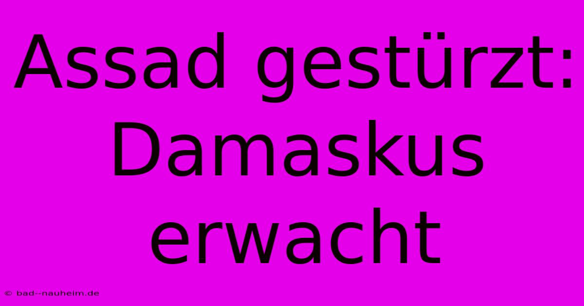 Assad Gestürzt: Damaskus Erwacht