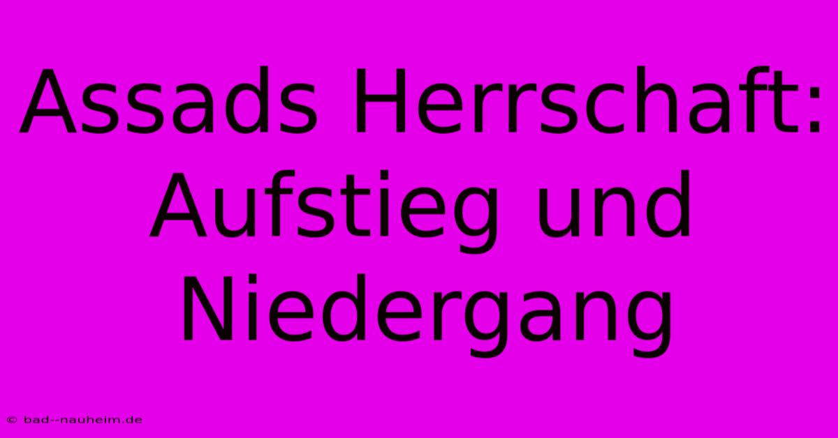 Assads Herrschaft: Aufstieg Und Niedergang