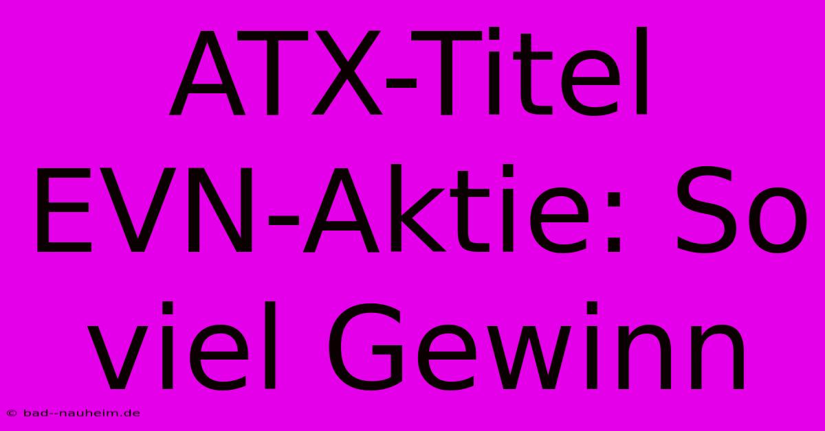 ATX-Titel EVN-Aktie: So Viel Gewinn