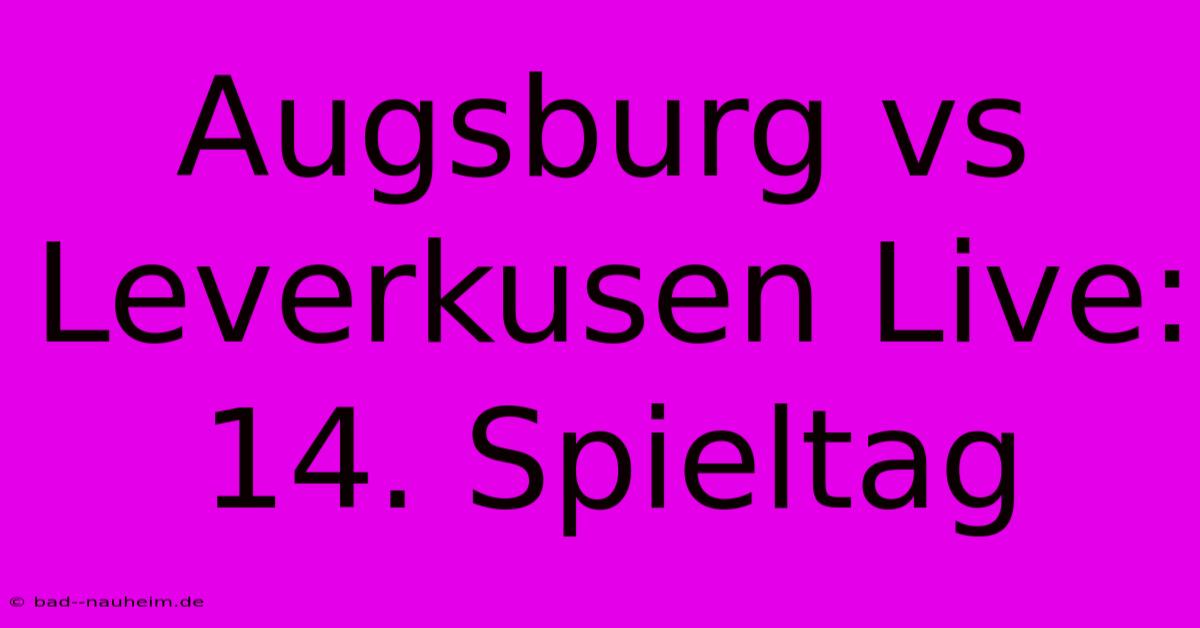 Augsburg Vs Leverkusen Live: 14. Spieltag