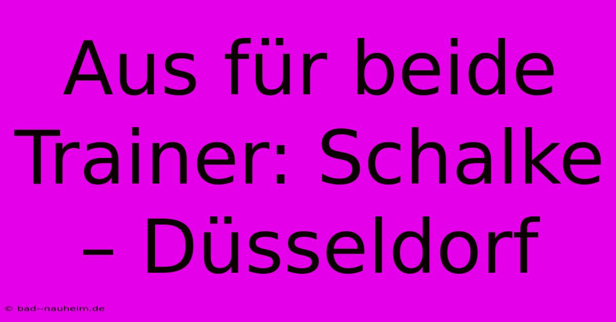 Aus Für Beide Trainer: Schalke – Düsseldorf