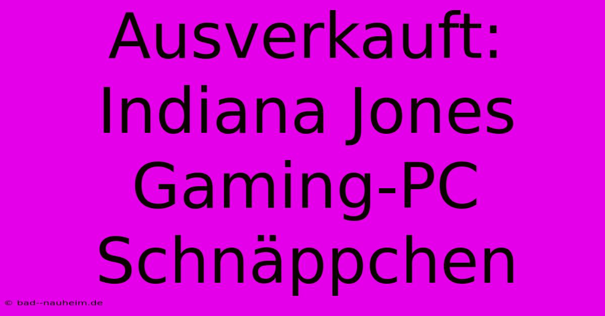 Ausverkauft: Indiana Jones Gaming-PC Schnäppchen