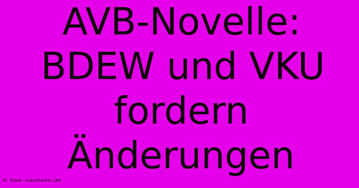 AVB-Novelle: BDEW Und VKU Fordern Änderungen