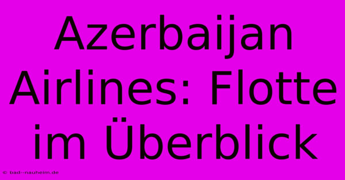 Azerbaijan Airlines: Flotte Im Überblick