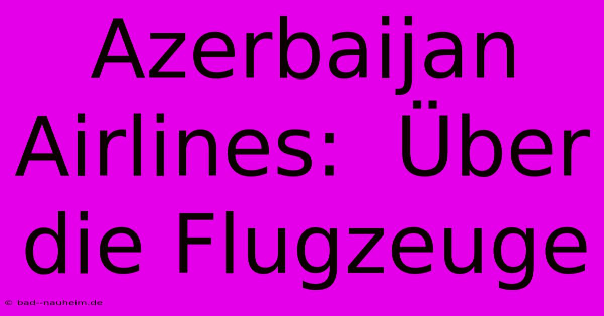 Azerbaijan Airlines:  Über Die Flugzeuge