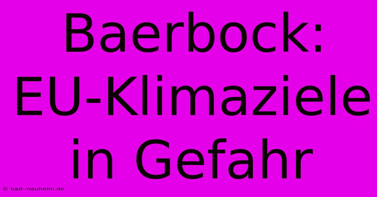 Baerbock: EU-Klimaziele In Gefahr