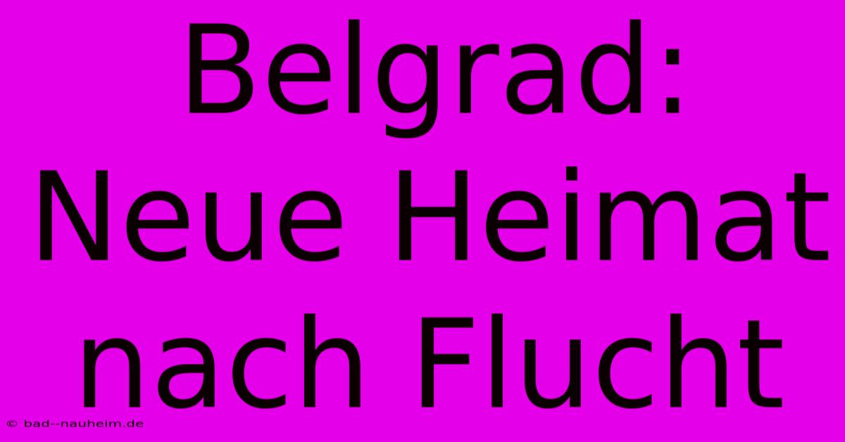 Belgrad: Neue Heimat Nach Flucht