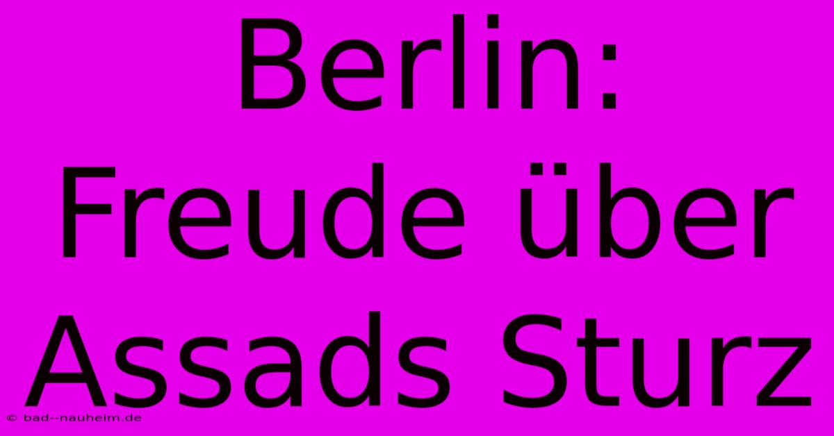 Berlin: Freude Über Assads Sturz