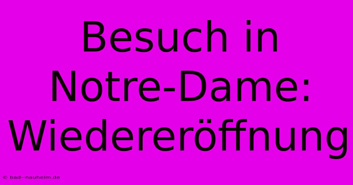 Besuch In Notre-Dame: Wiedereröffnung