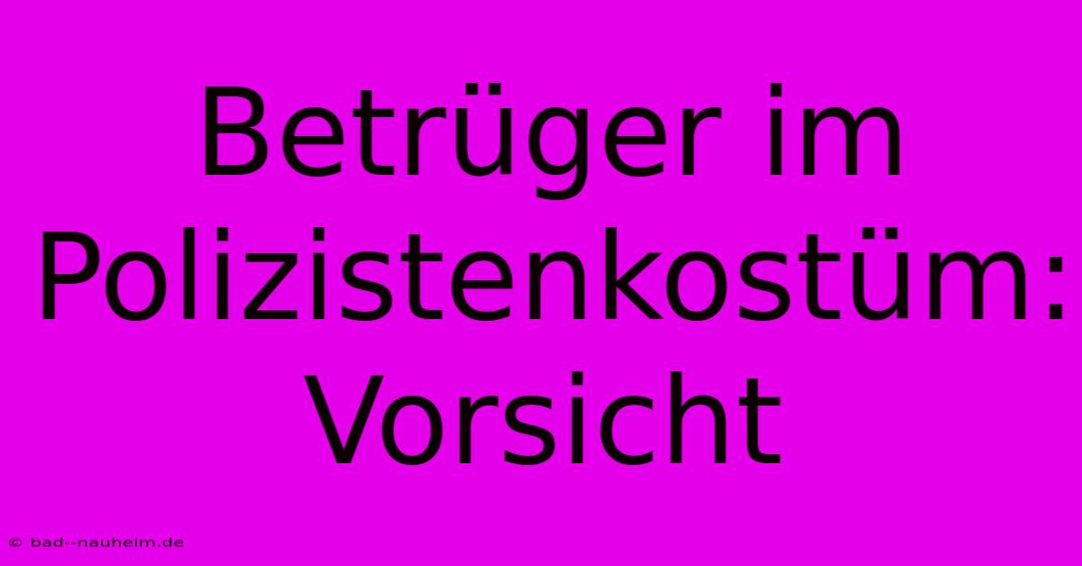 Betrüger Im Polizistenkostüm: Vorsicht