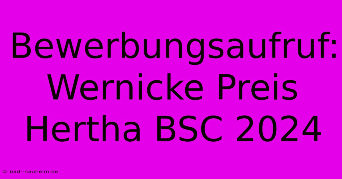 Bewerbungsaufruf: Wernicke Preis Hertha BSC 2024