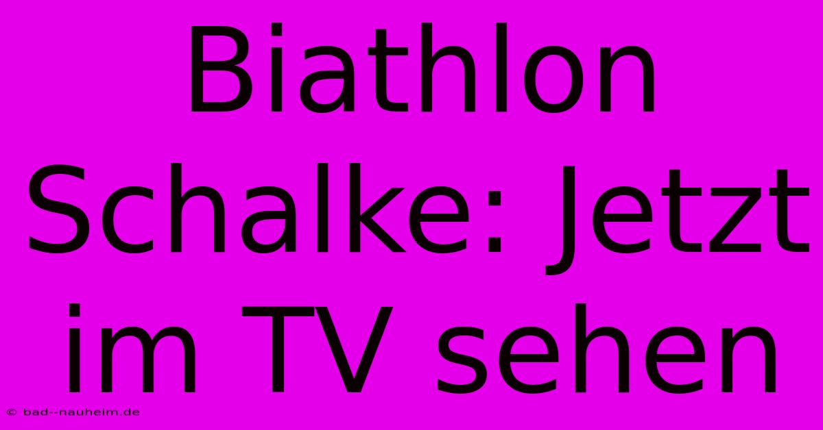 Biathlon Schalke: Jetzt Im TV Sehen