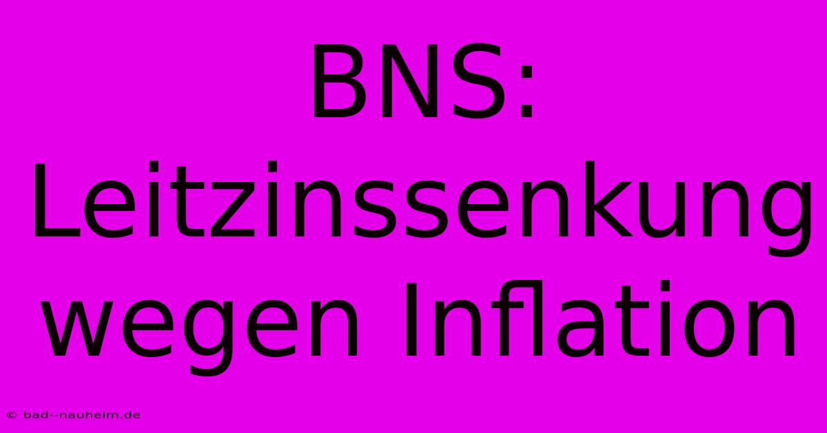 BNS: Leitzinssenkung Wegen Inflation