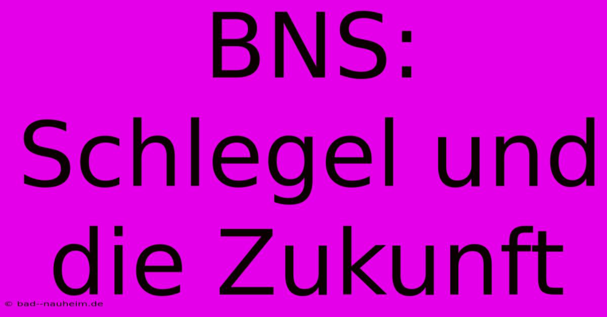 BNS: Schlegel Und Die Zukunft