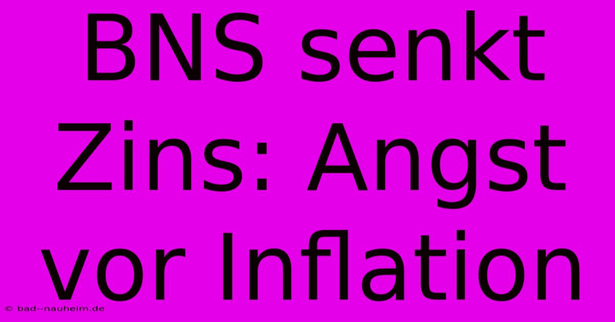 BNS Senkt Zins: Angst Vor Inflation