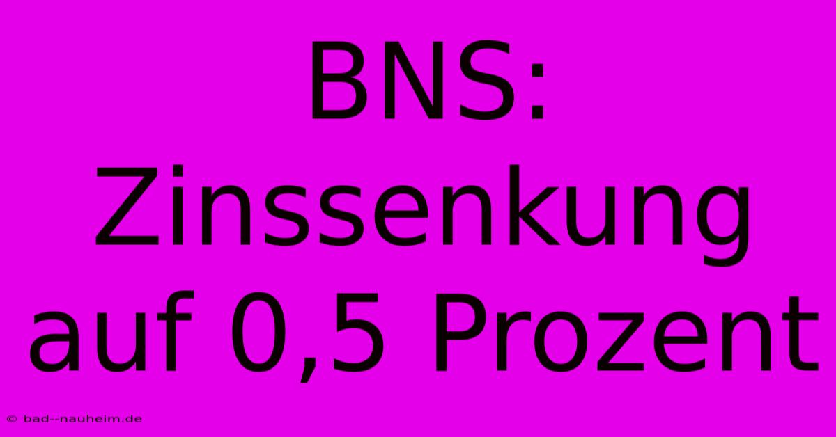 BNS: Zinssenkung Auf 0,5 Prozent