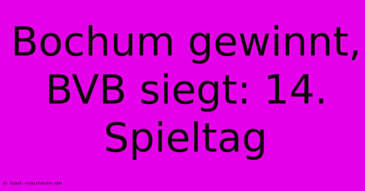 Bochum Gewinnt, BVB Siegt: 14. Spieltag