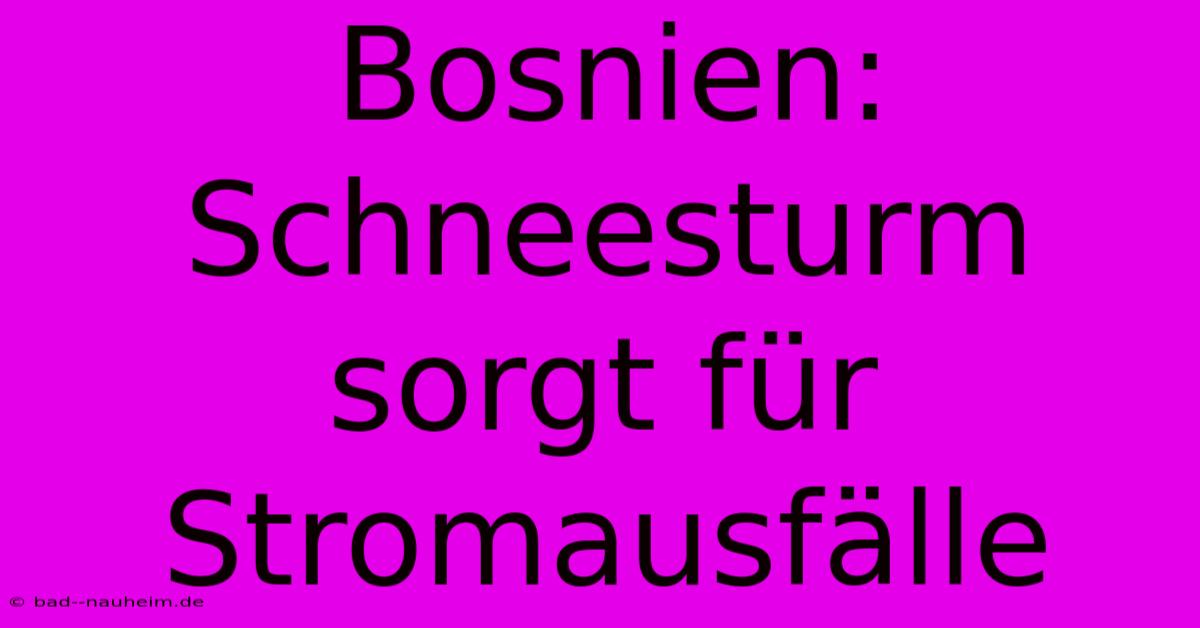 Bosnien: Schneesturm Sorgt Für Stromausfälle