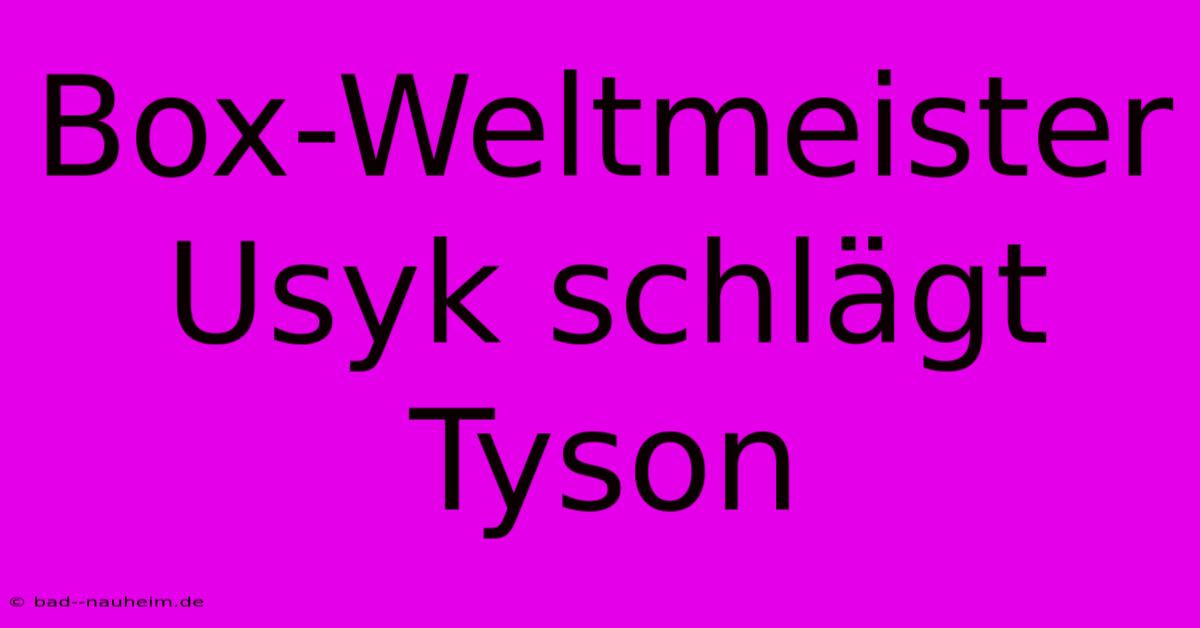 Box-Weltmeister Usyk Schlägt Tyson