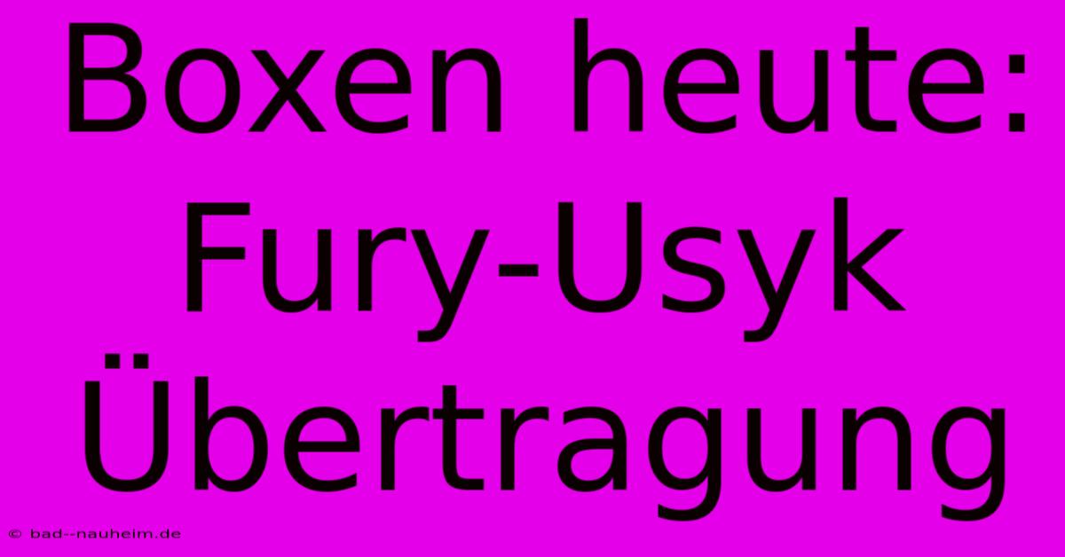 Boxen Heute: Fury-Usyk Übertragung