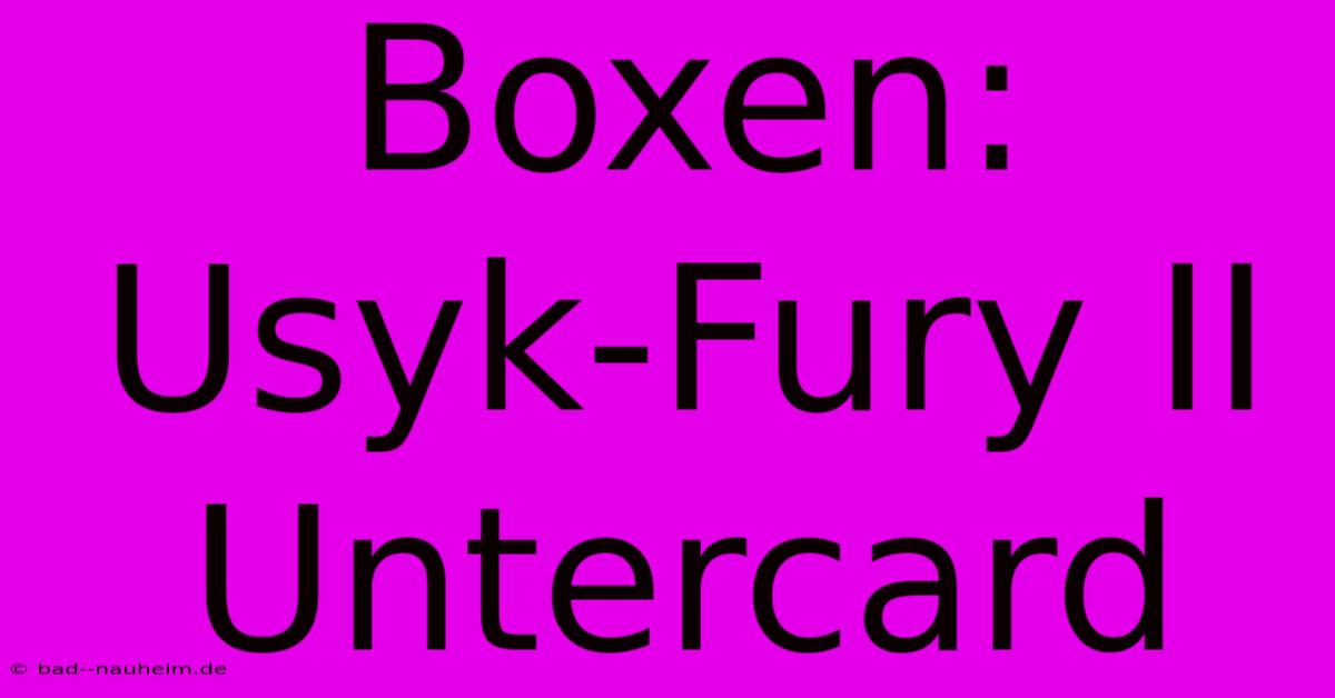 Boxen: Usyk-Fury II Untercard