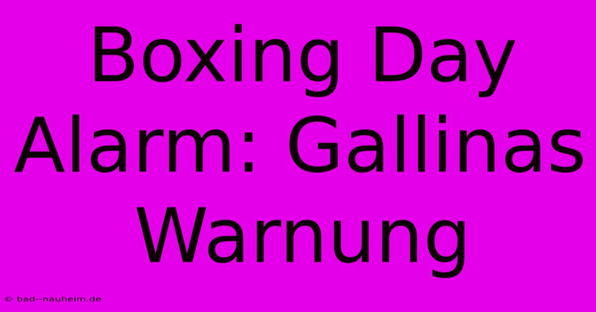 Boxing Day Alarm: Gallinas Warnung