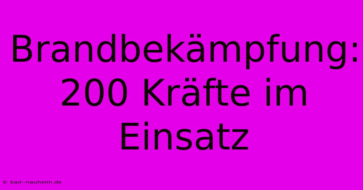 Brandbekämpfung: 200 Kräfte Im Einsatz