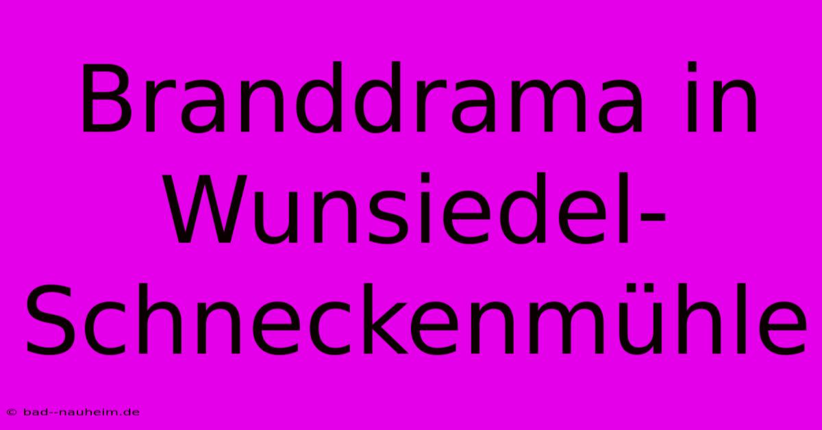 Branddrama In Wunsiedel-Schneckenmühle