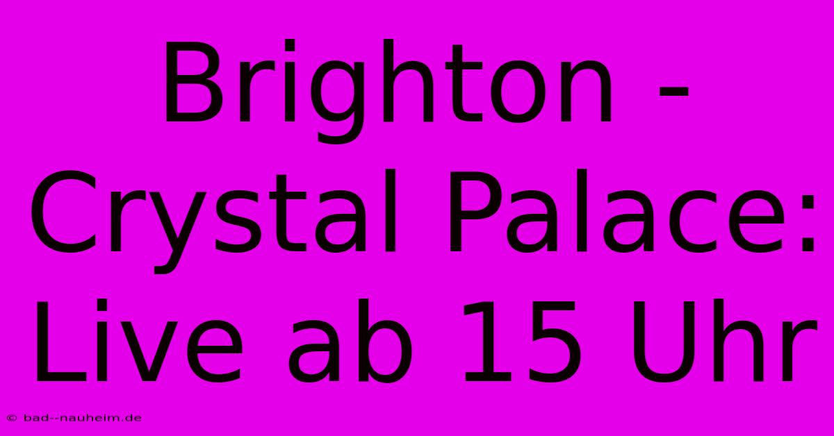 Brighton - Crystal Palace: Live Ab 15 Uhr