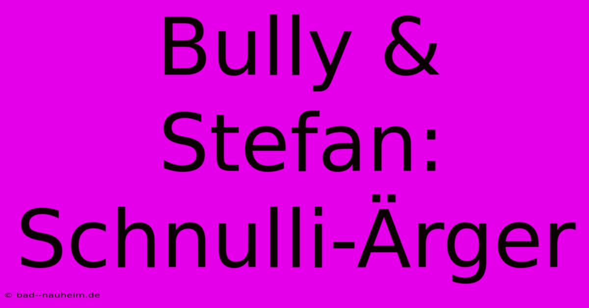 Bully & Stefan: Schnulli-Ärger