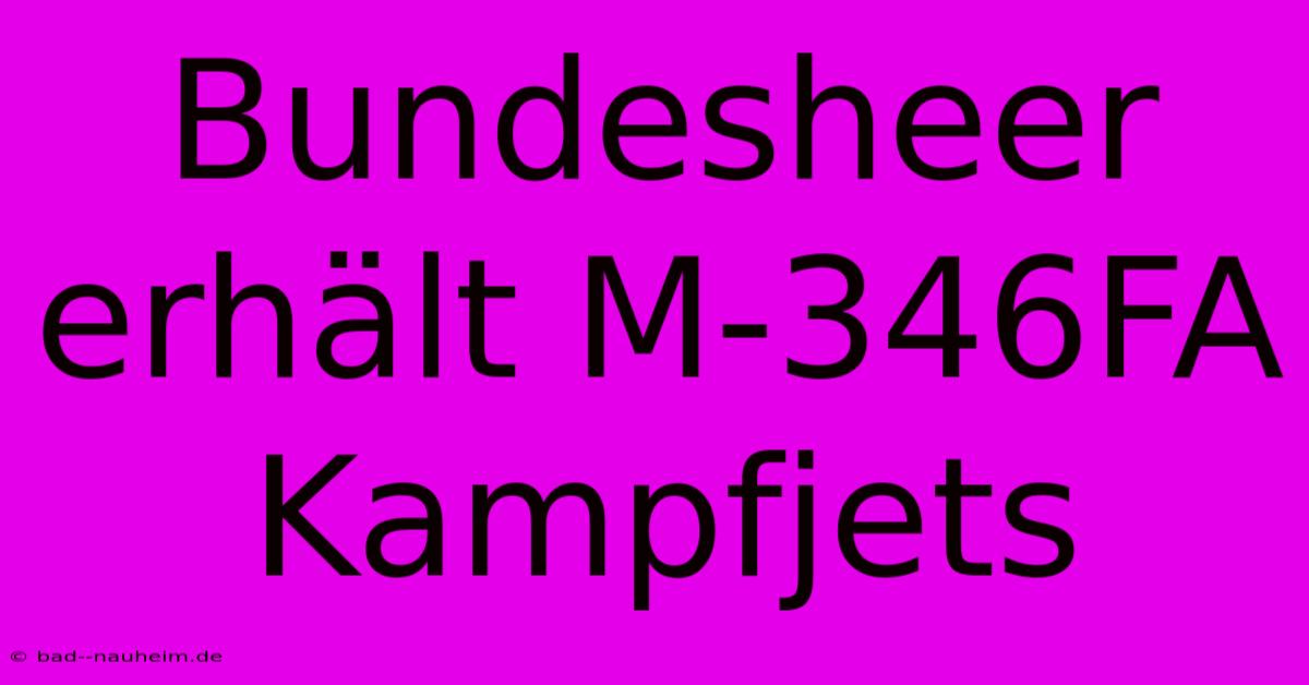 Bundesheer Erhält M-346FA Kampfjets