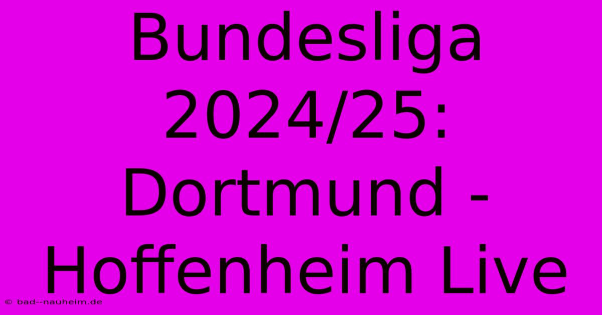 Bundesliga 2024/25: Dortmund - Hoffenheim Live