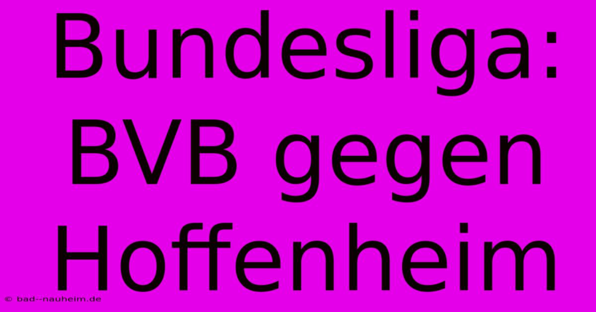 Bundesliga: BVB Gegen Hoffenheim