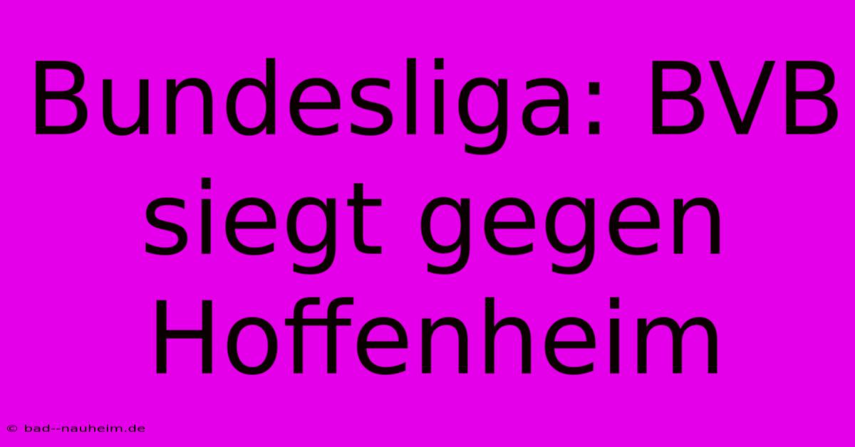 Bundesliga: BVB Siegt Gegen Hoffenheim