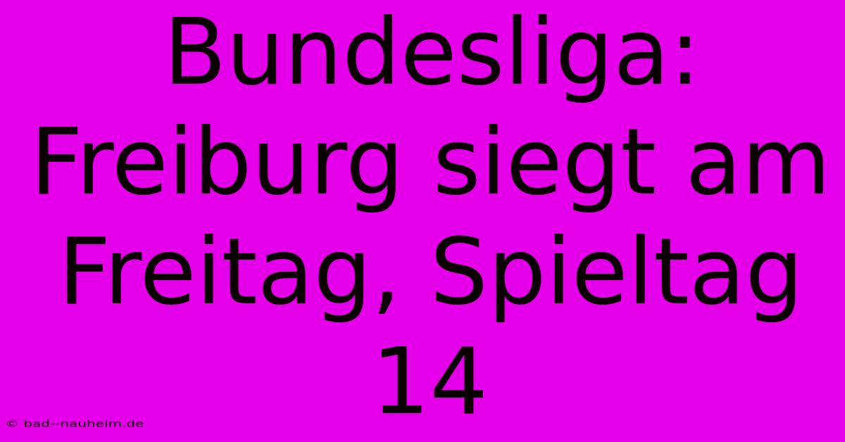 Bundesliga: Freiburg Siegt Am Freitag, Spieltag 14