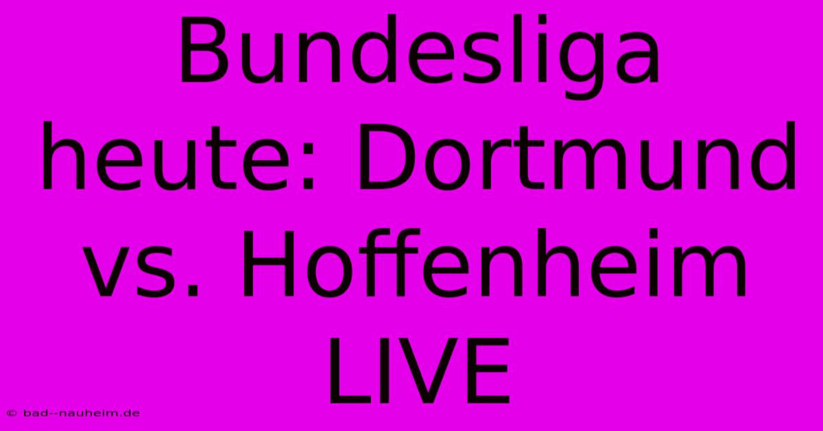 Bundesliga Heute: Dortmund Vs. Hoffenheim LIVE