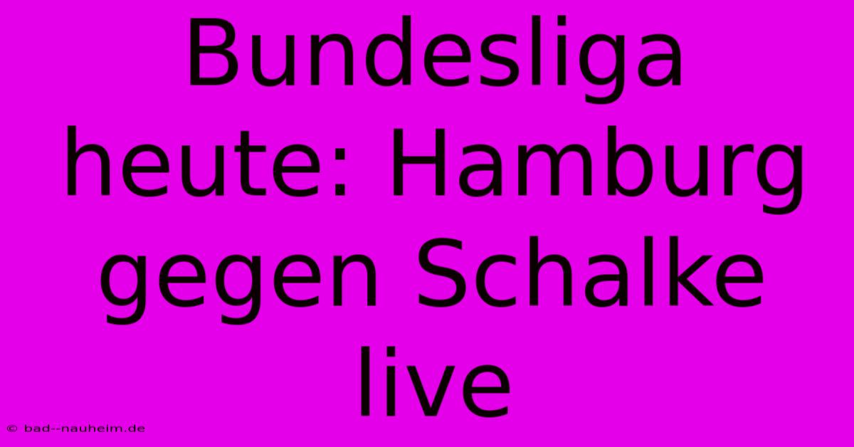 Bundesliga Heute: Hamburg Gegen Schalke Live