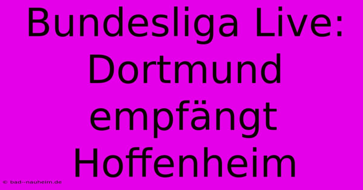 Bundesliga Live: Dortmund Empfängt Hoffenheim