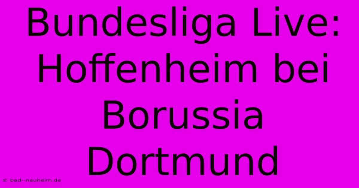 Bundesliga Live:  Hoffenheim Bei Borussia Dortmund