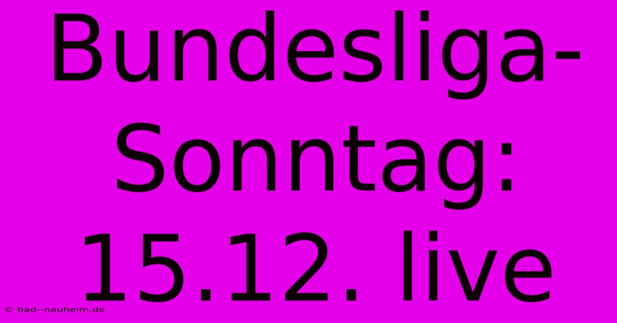 Bundesliga-Sonntag: 15.12. Live