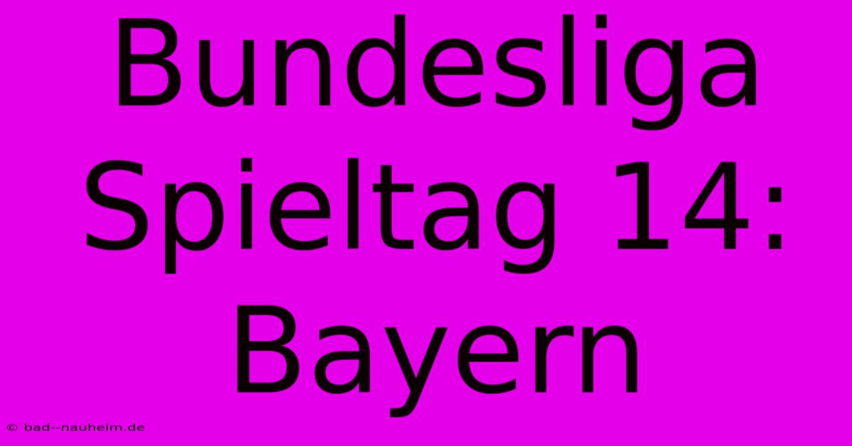 Bundesliga Spieltag 14: Bayern