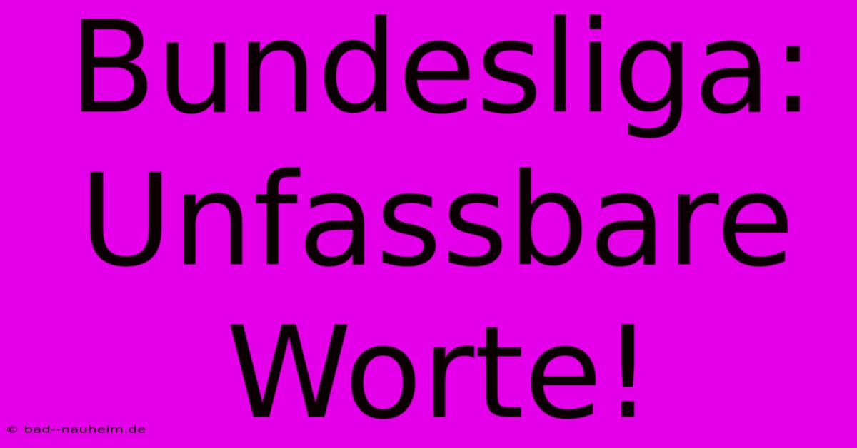 Bundesliga: Unfassbare Worte!