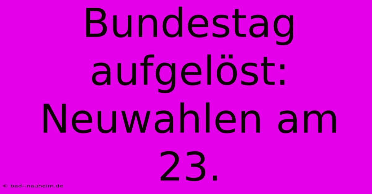 Bundestag Aufgelöst: Neuwahlen Am 23.